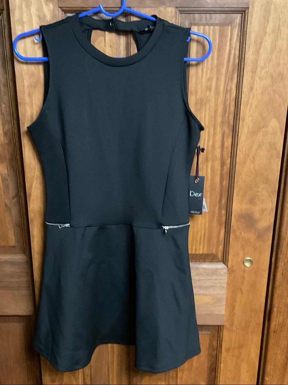Dex Black Sleeveless Peplum Fit-and-Flare Dress
